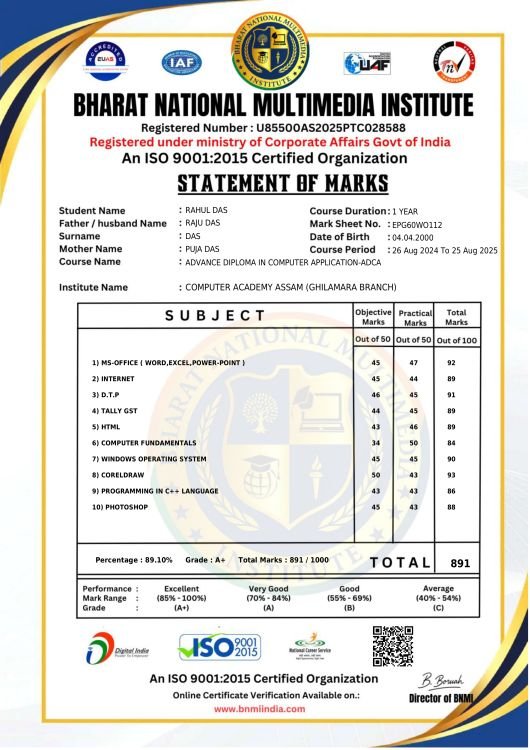 Marksheet (Multiple Course)